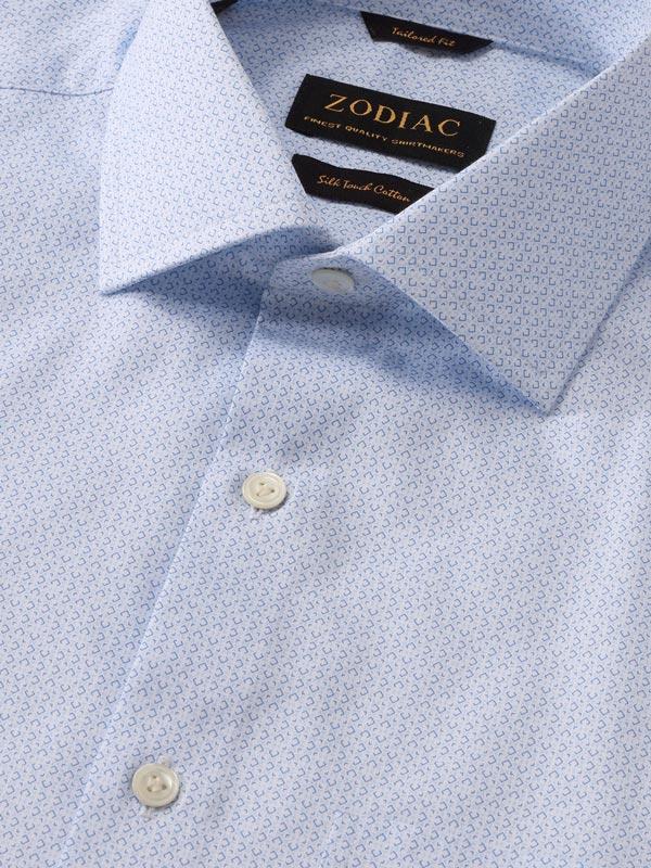Bassano Sky Printed Full Sleeve Single Cuff Tailored Fit Classic Formal Cotton Shirt