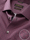 Bassano Maroon Printed Full Sleeve Single Cuff Tailored Fit Dark Semi Formal Cotton Shirt