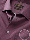 Bassano Maroon Printed Full Sleeve Single Cuff Tailored Fit Dark Semi Formal Cotton Shirt