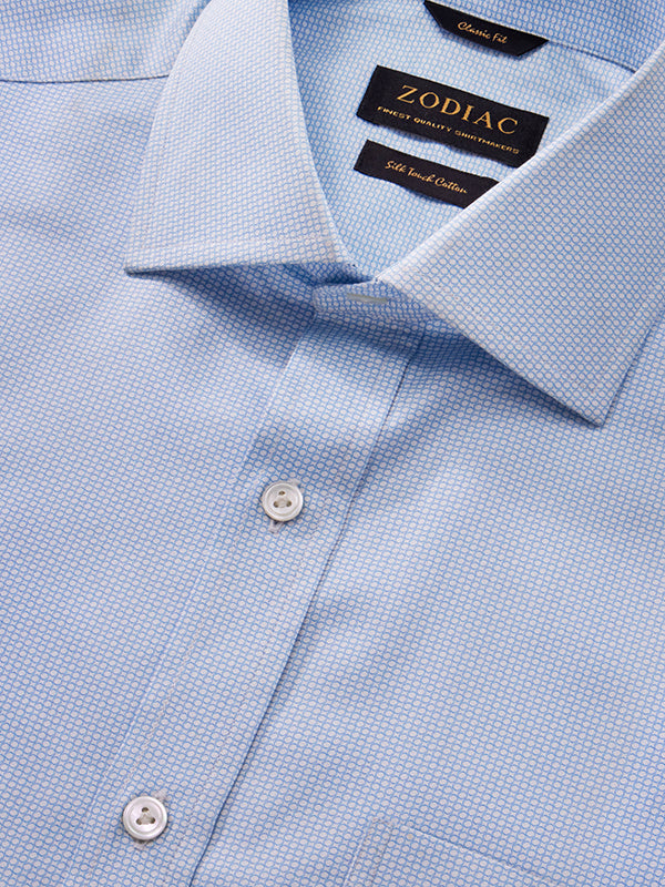 Bassano Light Grey Printed Full Sleeve Single Cuff Classic Fit Classic Formal Cotton Shirt