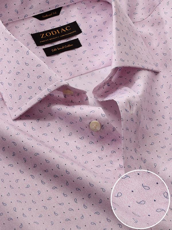 Bassano Pink Printed Full Sleeve Single Cuff Classic Fit Classic Formal Cotton Shirt