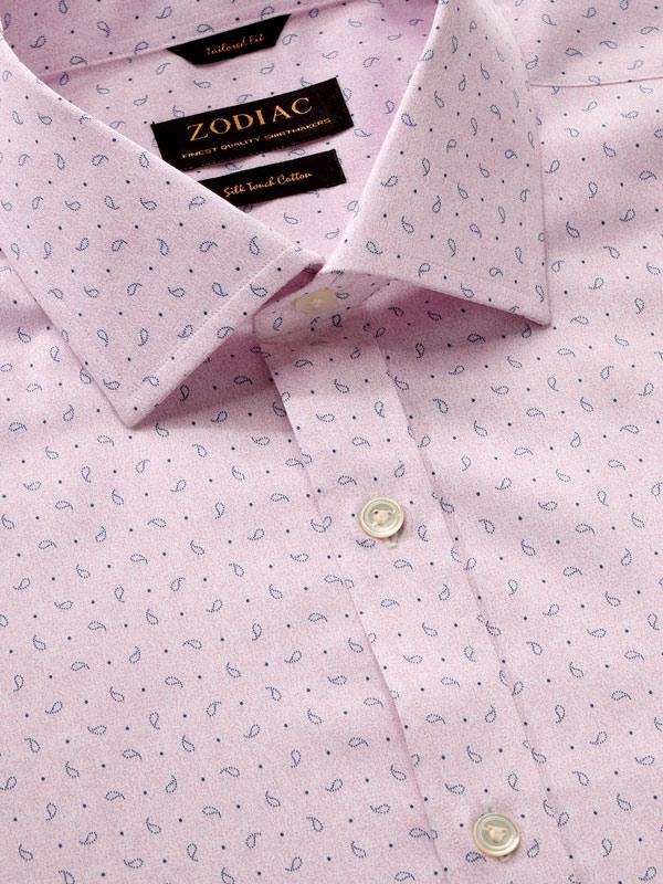 Bassano Pink Printed Full Sleeve Single Cuff Classic Fit Classic Formal Cotton Shirt