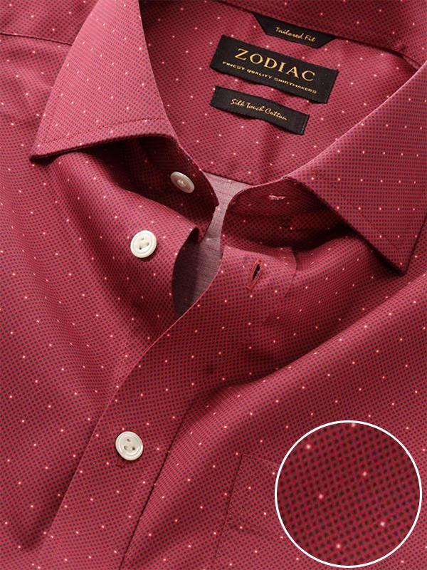 Bassano Dark Pink Printed Full Sleeve Single Cuff Classic Fit Dark Semi Formal Cotton Shirt