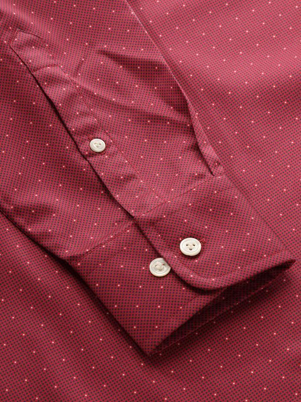 Bassano Dark Pink Printed Full Sleeve Single Cuff Classic Fit Dark Semi Formal Cotton Shirt