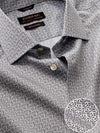 Bassano Light Grey Printed Single Cuff Tailored Fit Classic Formal Cotton Shirt