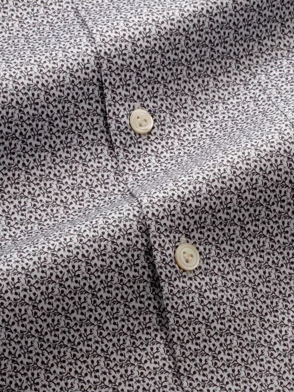 Bassano Light Grey Printed Single Cuff Tailored Fit Classic Formal Cotton Shirt