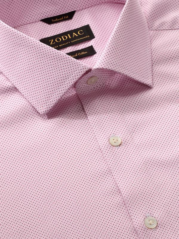 Bassano Pink Printed Full Sleeve Single Cuff Tailored Fit Classic Formal Cotton Shirt