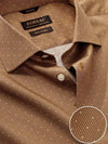 Bassano Ochre Printed Full Sleeve Single Cuff Tailored Fit Semi Formal Cotton Shirt