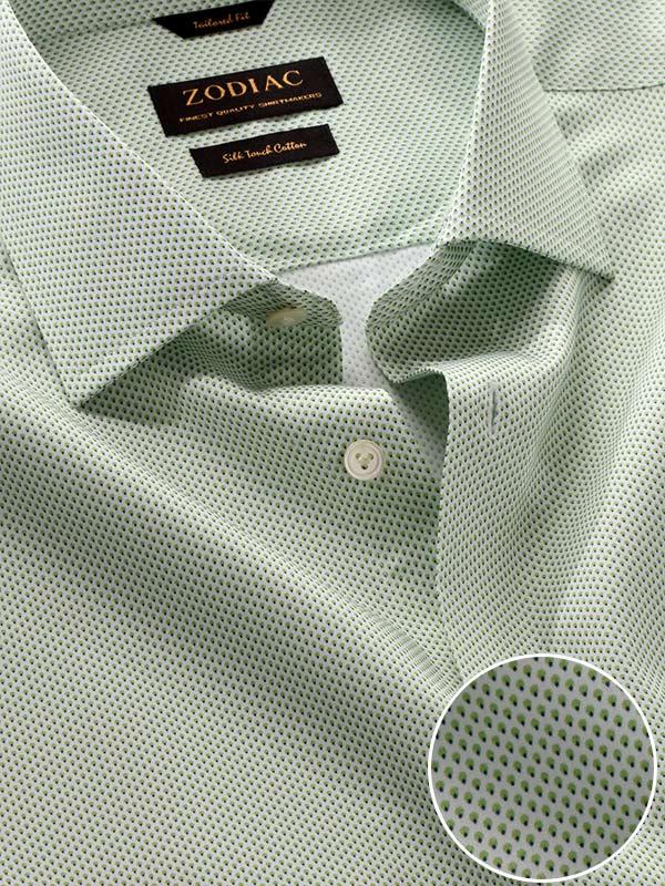 Bassano Mint Printed Full Sleeve Single Cuff Tailored Fit Classic Formal Cotton Shirt