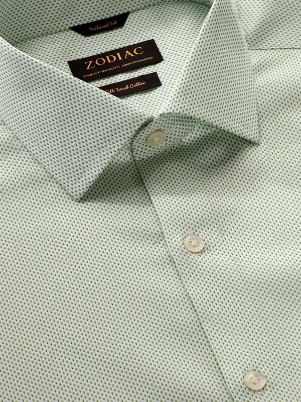 Bassano Mint Printed Full Sleeve Single Cuff Tailored Fit Classic Formal Cotton Shirt