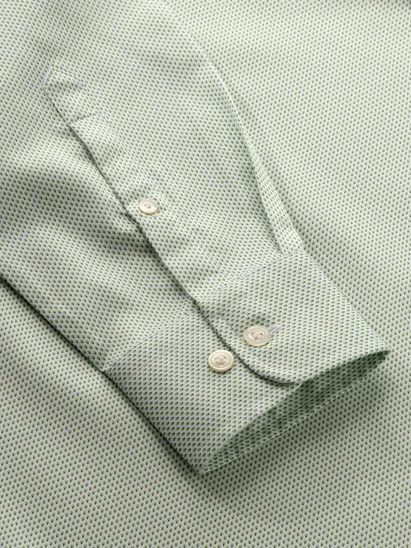 Bassano Mint Printed Full Sleeve Single Cuff Tailored Fit Classic Formal Cotton Shirt