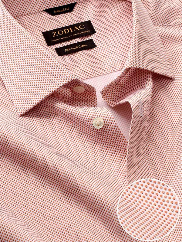 Bassano Orange Printed Full Sleeve Single Cuff Tailored Fit Classic Formal Cotton Shirt