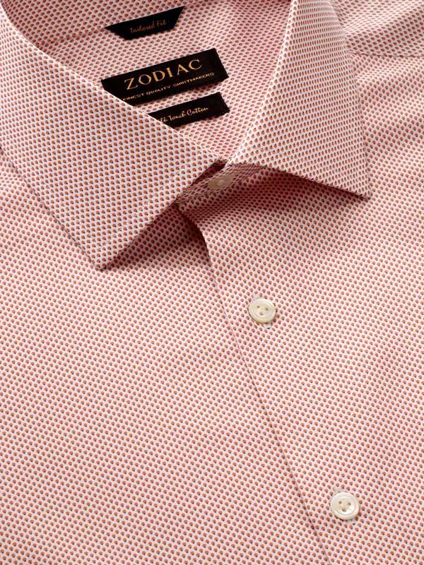 Bassano Orange Printed Full Sleeve Single Cuff Tailored Fit Classic Formal Cotton Shirt