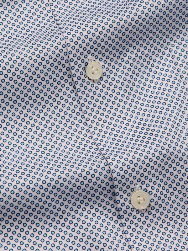 Bassano Blue Printed Full Sleeve Single Cuff Tailored Fit Classic Formal Cotton Shirt