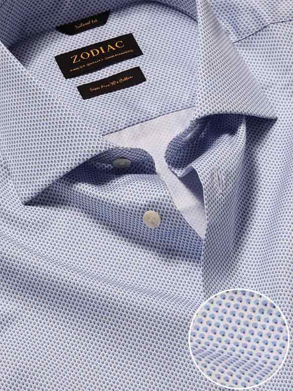 Bassano Sky Printed Full Sleeve Single Cuff Tailored Fit Classic Formal Cotton Shirt