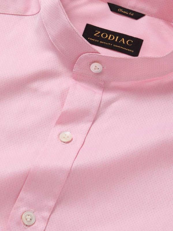 Bertolucci Pink Solid Full Sleeve Single Cuff Classic Fit Semi Formal Two Ply Mercerized Cotton Shirt