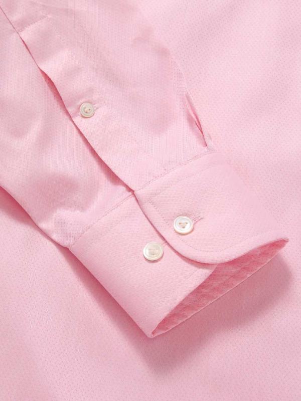 Bertolucci Pink Solid Full Sleeve Single Cuff Classic Fit Semi Formal Two Ply Mercerized Cotton Shirt