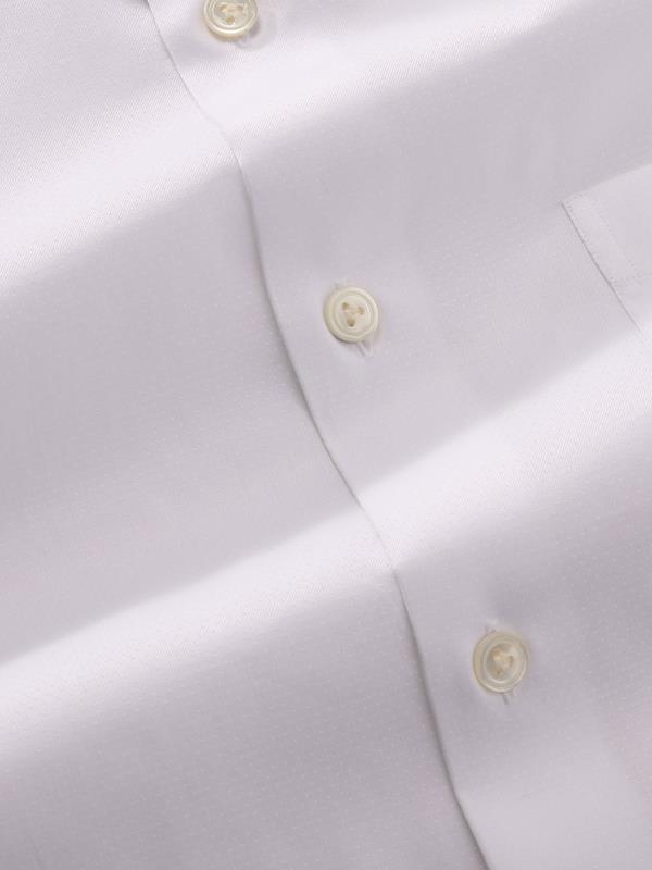 Bertolucci White Solid Full Sleeve Single Cuff Tailored Fit Classic Formal Two Ply Mercerized Cotton Shirt