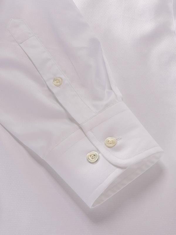 Bertolucci White Solid Full Sleeve Single Cuff Tailored Fit Classic Formal Two Ply Mercerized Cotton Shirt