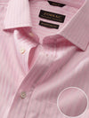 Bertolucci Pink Striped Full Sleeve Double Cuff Classic Fit Classic Formal Two Ply Mercerized Cotton Shirt