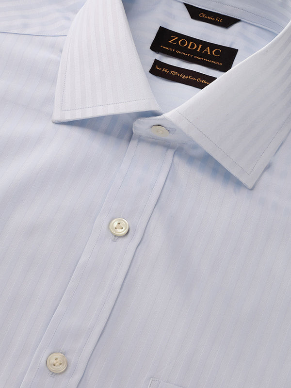 Bertolucci Sky Striped Full Sleeve Double Cuff Classic Fit Classic Formal Two Ply Mercerized Cotton Shirt