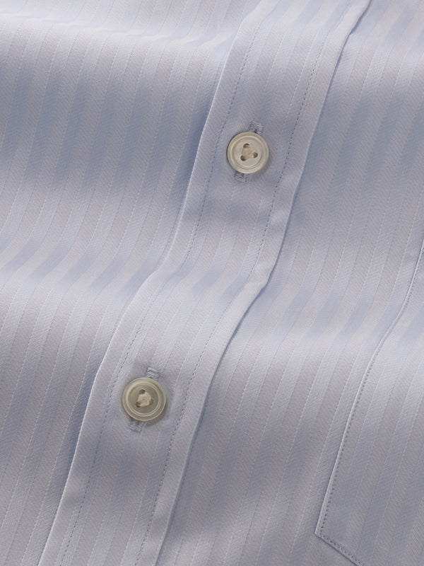 Bertolucci Sky Striped Full Sleeve Double Cuff Classic Fit Classic Formal Two Ply Mercerized Cotton Shirt