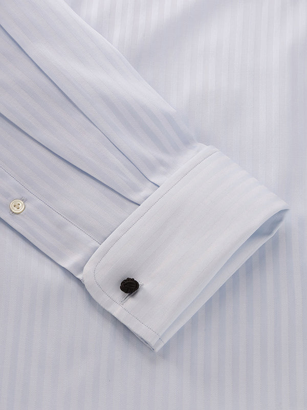Bertolucci Sky Striped Full Sleeve Double Cuff Classic Fit Classic Formal Two Ply Mercerized Cotton Shirt