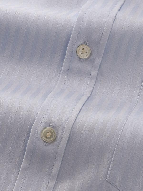 Bertolucci Blue Striped Full Sleeve Double Cuff Classic Fit Classic Formal Two Ply Mercerized Cotton Shirt
