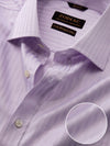Bertolucci Lilac Striped Full Sleeve Double Cuff Classic Fit Classic Formal Two Ply Mercerized Cotton Shirt