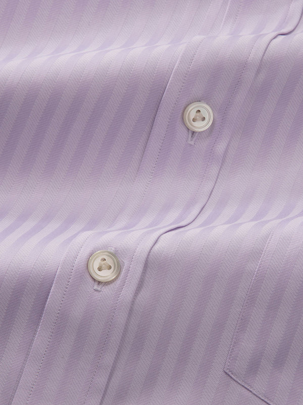 Bertolucci Lilac Striped Full Sleeve Double Cuff Classic Fit Classic Formal Two Ply Mercerized Cotton Shirt