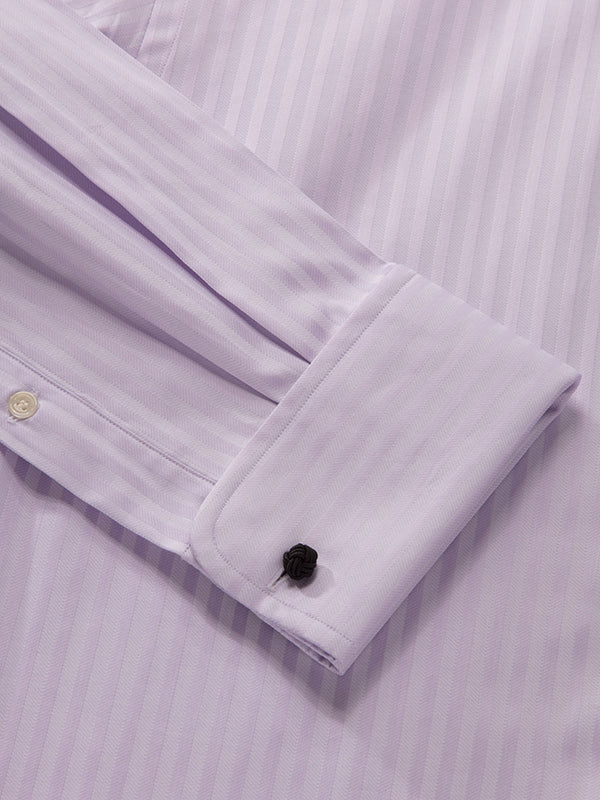 Bertolucci Lilac Striped Full Sleeve Double Cuff Classic Fit Classic Formal Two Ply Mercerized Cotton Shirt
