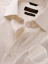 Bertolucci Cream Striped Full Sleeve Single Cuff Classic Fit Classic Formal Two Ply Mercerized Cotton Shirt