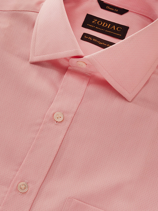 Bertolucci Pink Solid Full Sleeve Double Cuff Classic Fit Classic Formal Two Ply Mercerized Cotton Shirt