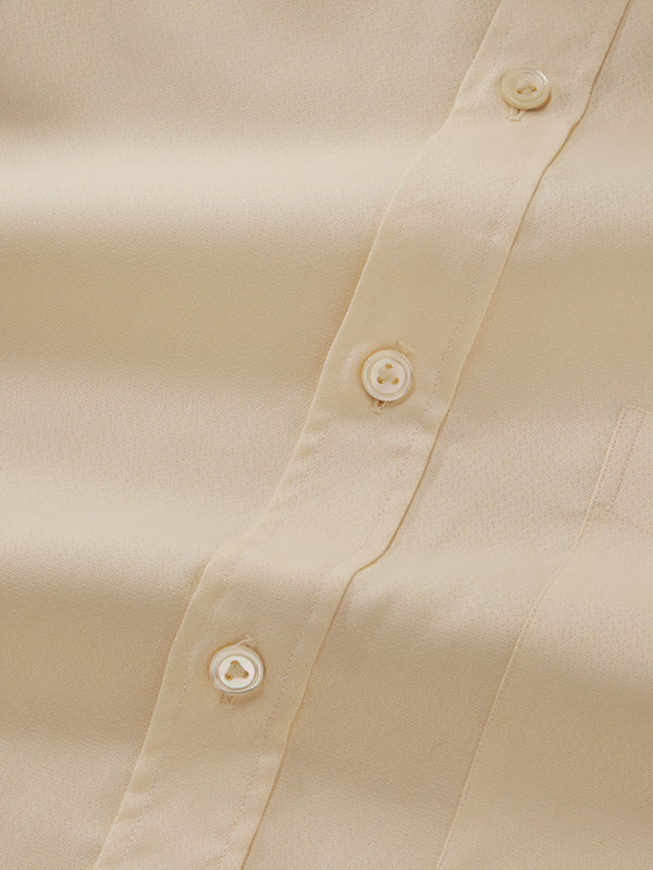 Bertolucci Cream Solid Full Sleeve Double Cuff Classic Fit Classic Formal Two Ply Mercerized Cotton Shirt