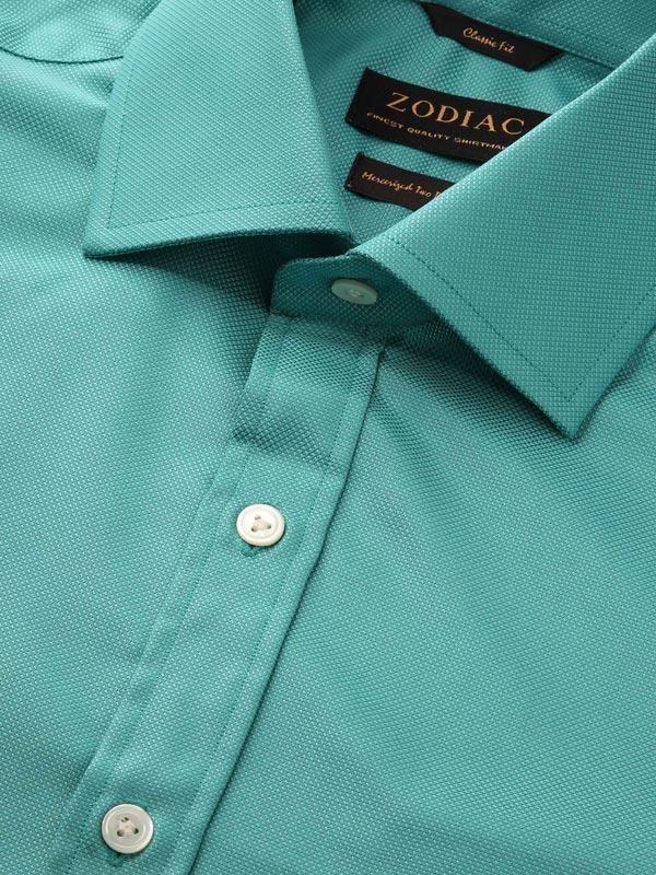 Marzeno Aqua Solid Full Sleeve Single Cuff Classic Fit Semi Formal Dark Two Ply Mercerized Cotton Shirt
