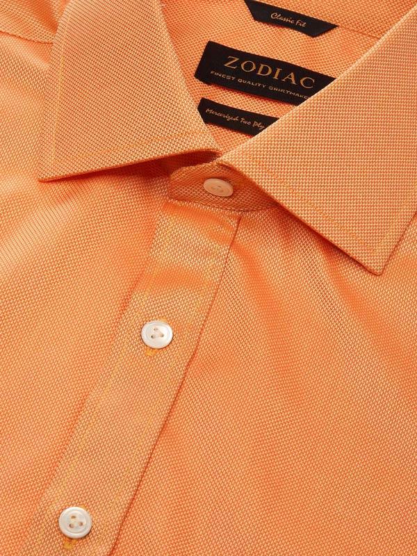 Marzeno Orange Solid Full Sleeve Single Cuff Classic Fit Semi Formal Dark Two Ply Mercerized Cotton Shirt