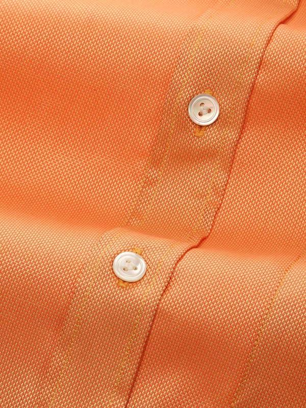 Marzeno Orange Solid Full Sleeve Single Cuff Classic Fit Semi Formal Dark Two Ply Mercerized Cotton Shirt