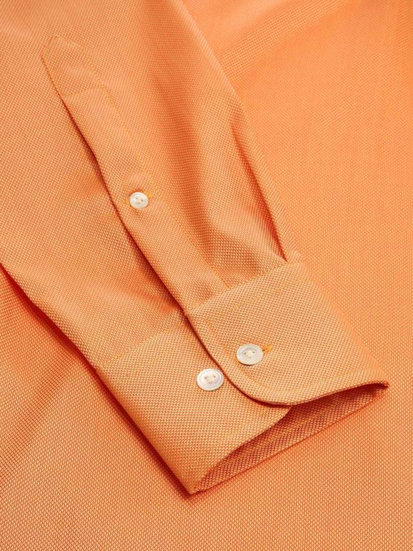 Marzeno Orange Solid Full Sleeve Single Cuff Classic Fit Semi Formal Dark Two Ply Mercerized Cotton Shirt