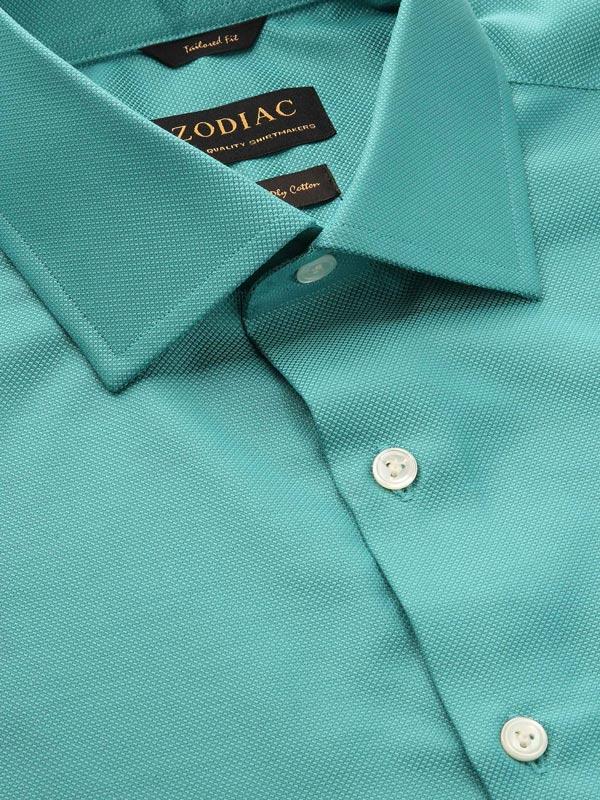 Marzeno Aqua Solid Full Sleeve Single Cuff Tailored Fit Semi Formal Dark Two Ply Mercerized Cotton Shirt