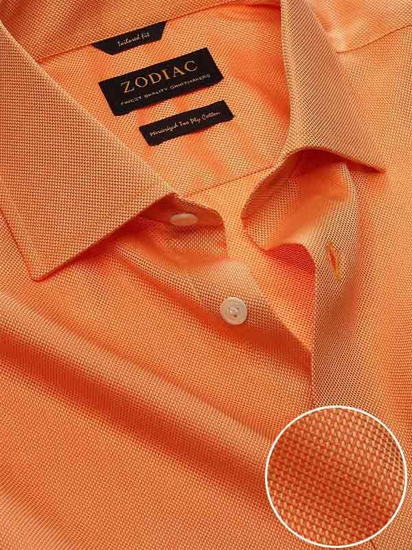 Marzeno Orange Solid Full Sleeve Single Cuff Tailored Fit Semi Formal Dark Two Ply Mercerized Cotton Shirt