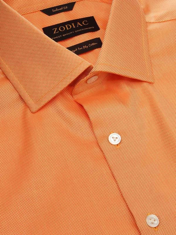 Marzeno Orange Solid Full Sleeve Single Cuff Tailored Fit Semi Formal Dark Two Ply Mercerized Cotton Shirt