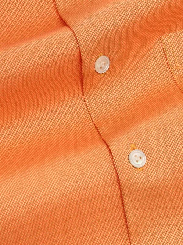 Marzeno Orange Solid Full Sleeve Single Cuff Tailored Fit Semi Formal Dark Two Ply Mercerized Cotton Shirt