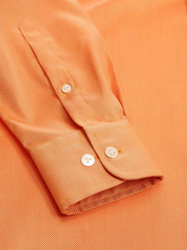 Marzeno Orange Solid Full Sleeve Single Cuff Tailored Fit Semi Formal Dark Two Ply Mercerized Cotton Shirt