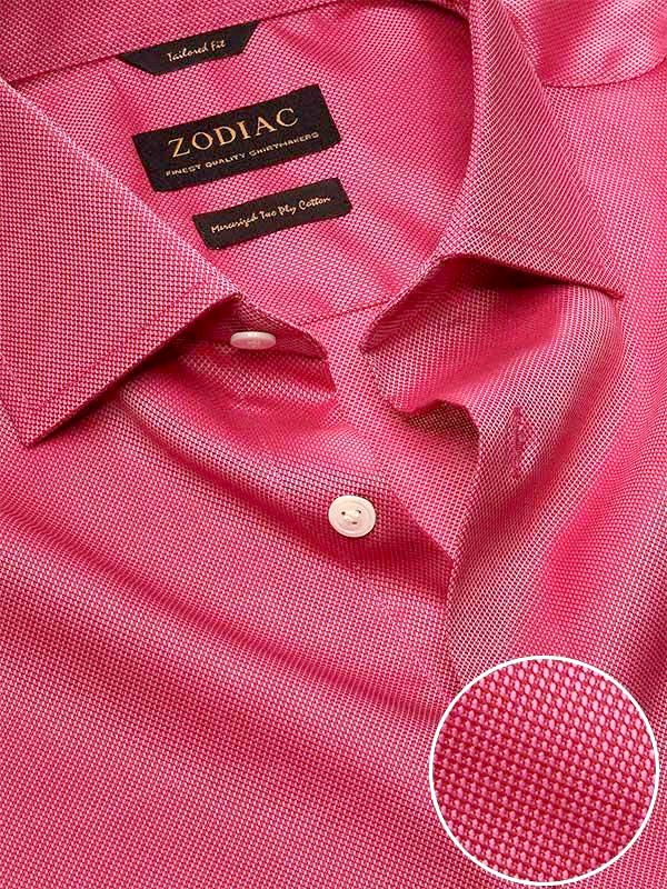 Marzeno Dark Pink Solid Full Sleeve Single Cuff Tailored Fit Semi Formal Dark Two Ply Mercerized Cotton Shirt