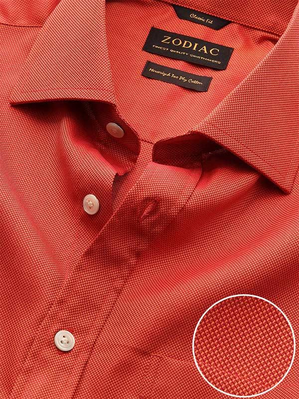 Marzeno Rust Solid Full Sleeve Single Cuff Tailored Fit Semi Formal Dark Two Ply Mercerized Cotton Shirt