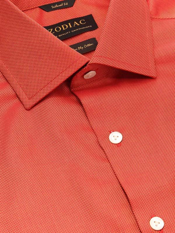Marzeno Rust Solid Full Sleeve Single Cuff Tailored Fit Semi Formal Dark Two Ply Mercerized Cotton Shirt