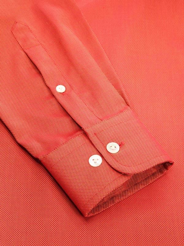 Marzeno Rust Solid Full Sleeve Single Cuff Tailored Fit Semi Formal Dark Two Ply Mercerized Cotton Shirt