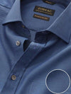 Marzeno Navy Solid Full Sleeve Single Cuff Classic Fit Semi Formal Dark Two Ply Mercerized Cotton Shirt