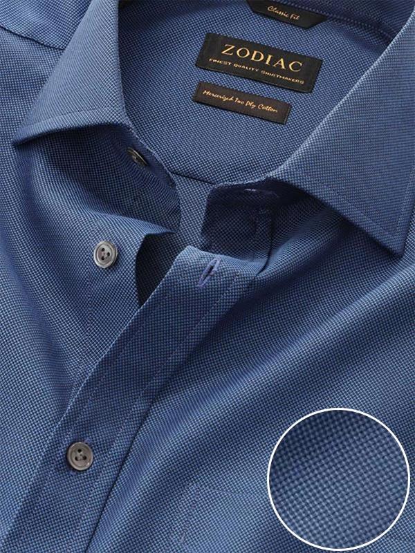 Marzeno Navy Solid Full Sleeve Single Cuff Classic Fit Semi Formal Dark Two Ply Mercerized Cotton Shirt