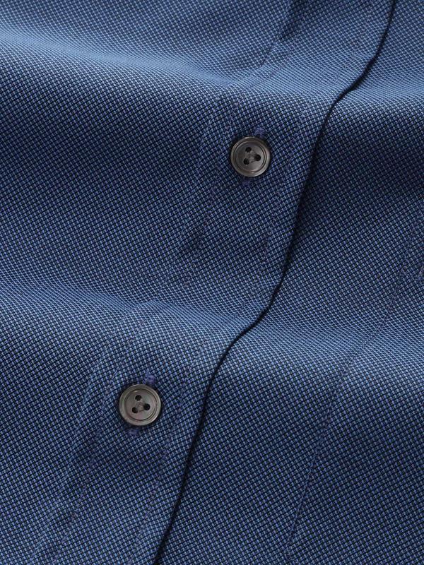 Marzeno Navy Solid Full Sleeve Single Cuff Classic Fit Semi Formal Dark Two Ply Mercerized Cotton Shirt
